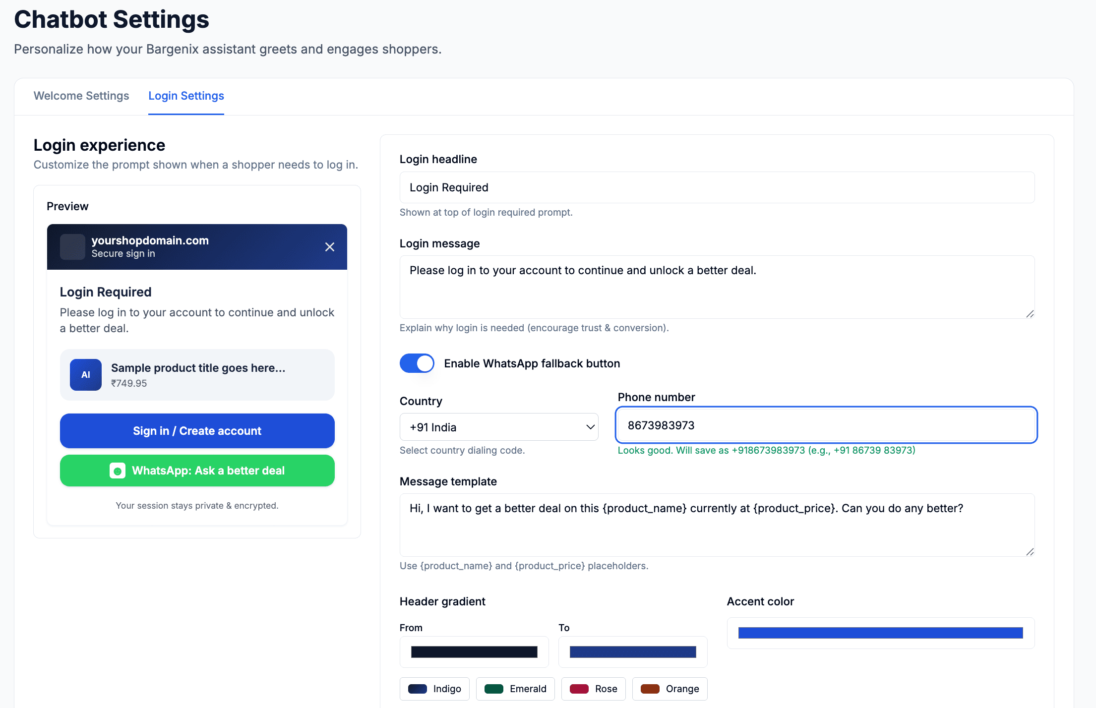 WhatsApp commerce integration